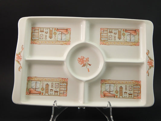 VINTAGE VASSOIO ANTIPASTIERA CERAMICA SIC MADE IN ITALY DECORO SWEET HOME