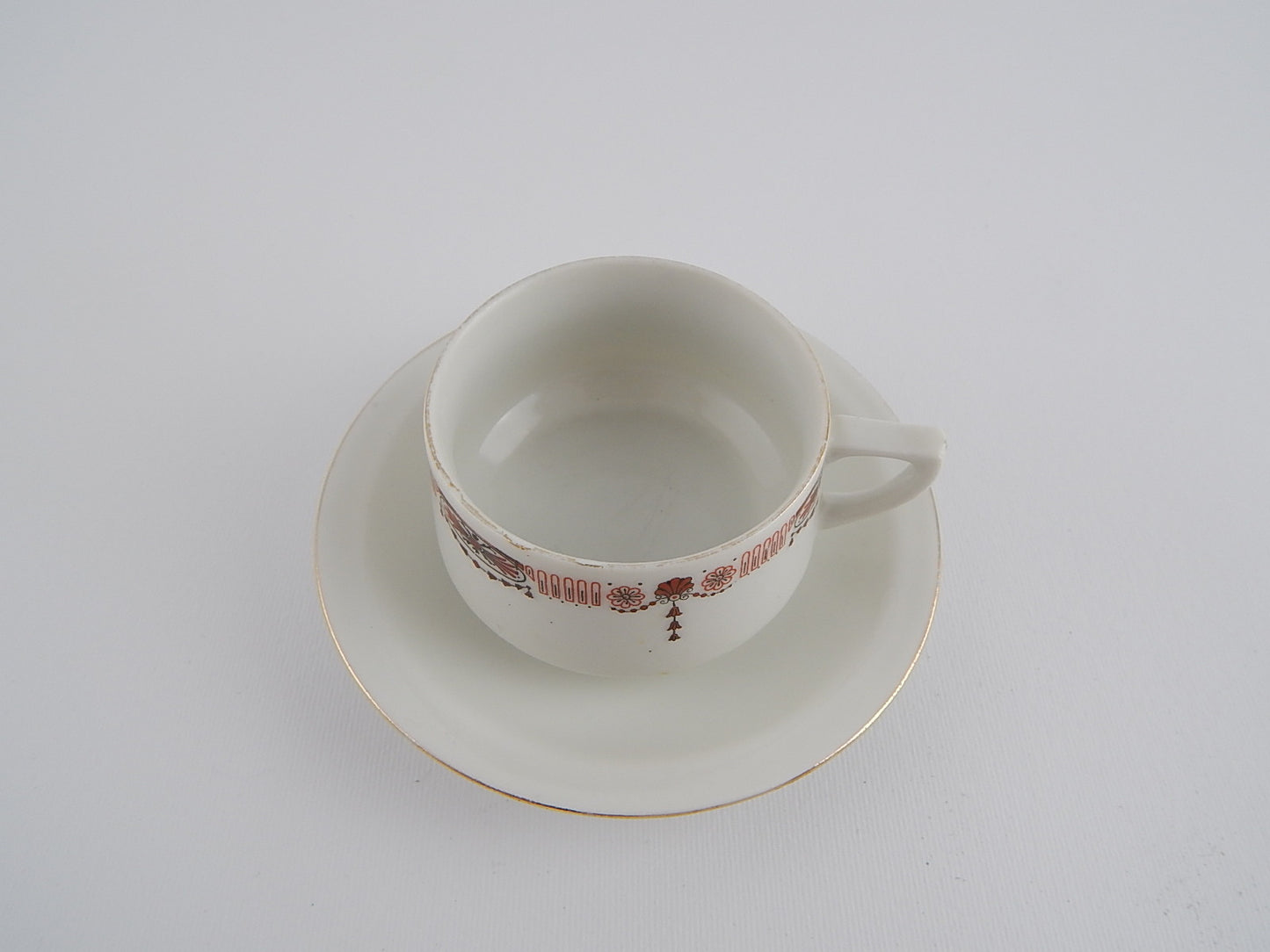 ANTICA TAZZINA E PIATTINO PORCELLANA CERAMICA RICHARD GINORI ART DECO PRIMO 900