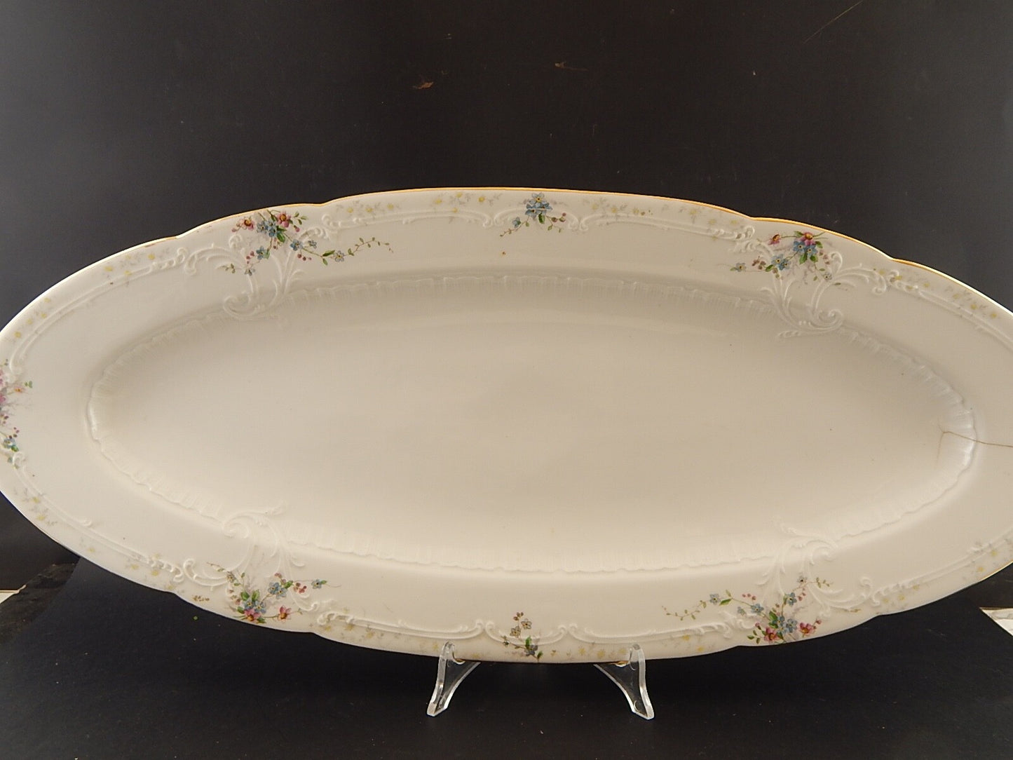 ANTICA LIBERTY 1900 PORCELLANA PIRKENHAMMER BOHEMIA VASSOIO PESCIERA DIFETTO