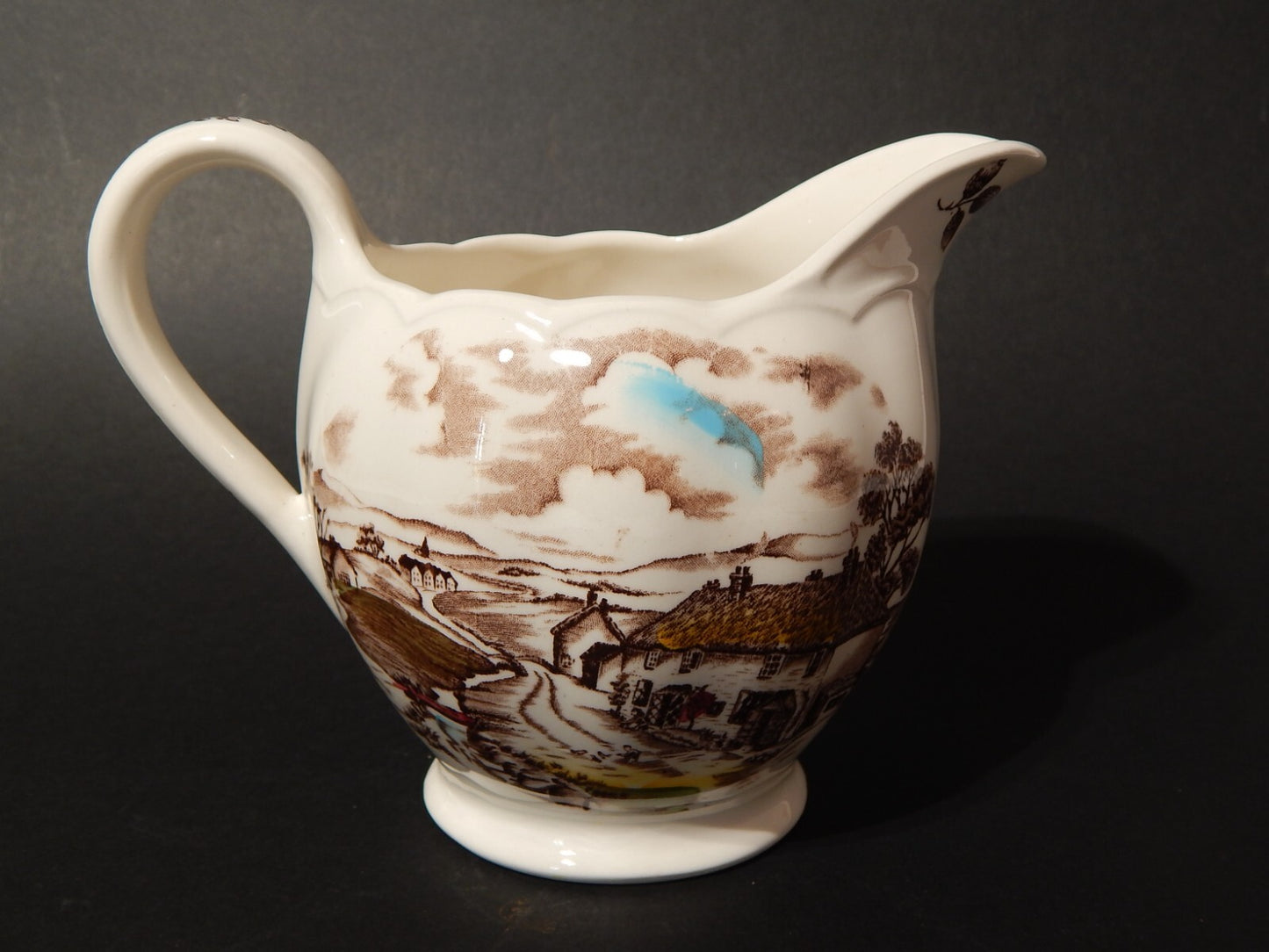 VINTAGE RARA CARAFFA LATTIERA CERAMICA W. H. GRINDLEY STAMPA A MANO QUIET DAY