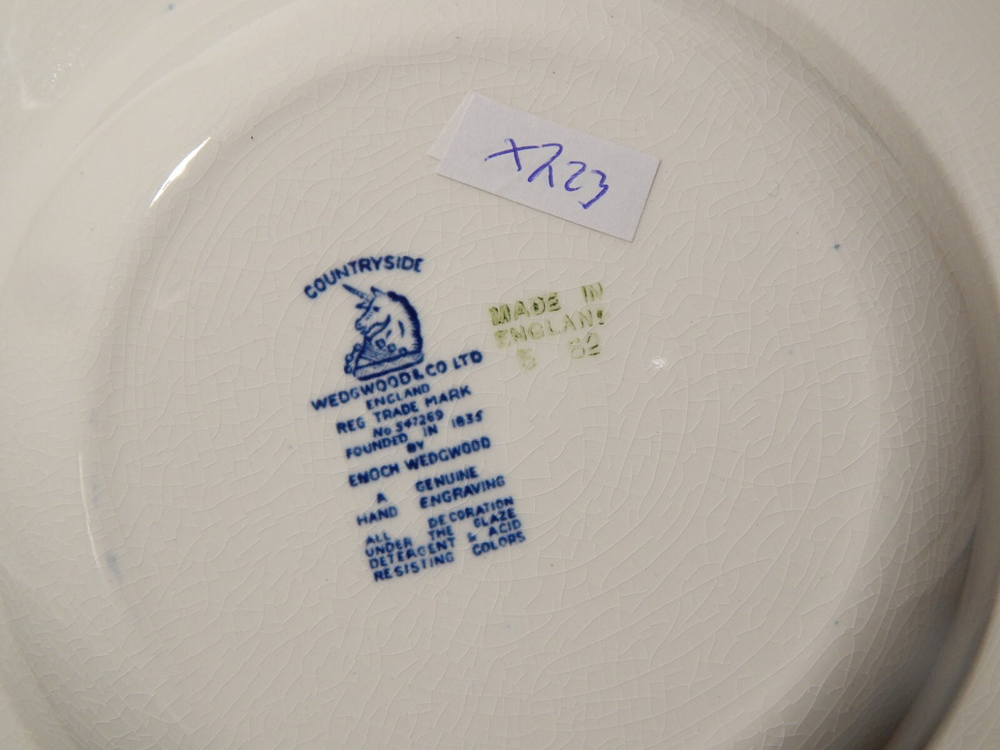 WEDGWOOD&CO VINTAGE PIATTO FONDO SEMI-PORCELLANA META' 900 COUNTRYSIDE