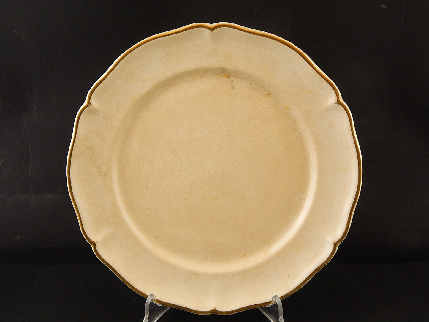 ANTICO SET 5 PIATTI PIANI PORCELLANA CREMA PROFILO ORO VILLEROY&BOCH METTLACH