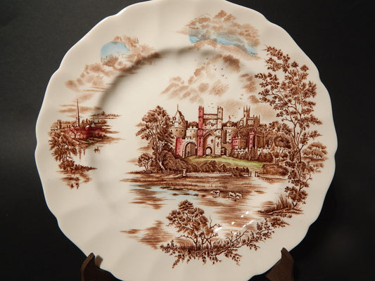 VINTAGE SEMI PORCELLANA JOHNSON BROS ANCIENT TOWERS PIATTO PIANO CM 25