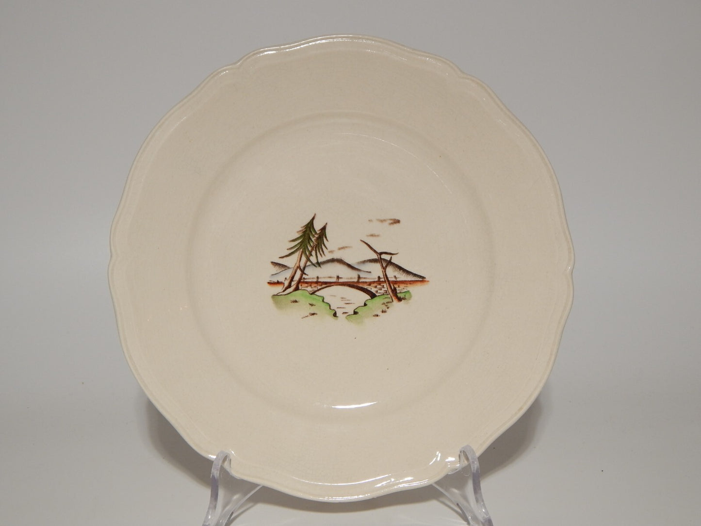 ANTICO PIATTO PI ANO CERAMICA S.C.I. LAVENO ANDLOVIZ PAESAGGIO DIPINTO A MANO ##