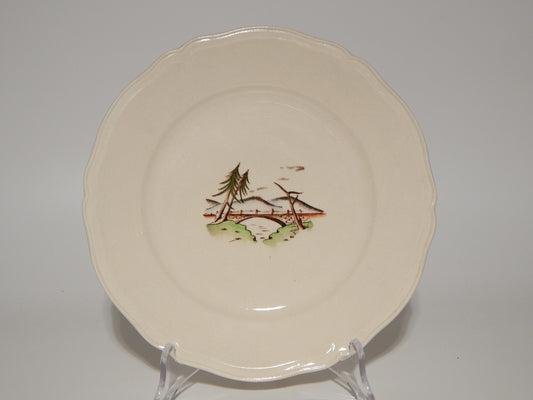 ANTICO PIATTO PI ANO CERAMICA S.C.I. LAVENO ANDLOVIZ PAESAGGIO DIPINTO A MANO ##