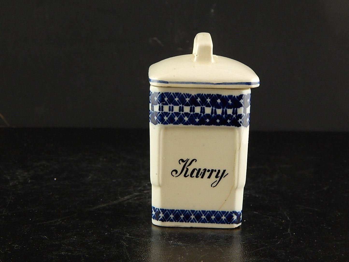 ANTICO BARATTOLO SPEZIE CERAMICA CARRY CUCINA ART DECO PRIMO 900 BIANCO BLU