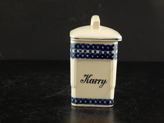 ANTICO BARATTOLO SPEZIE CERAMICA CARRY CUCINA ART DECO PRIMO 900 BIANCO BLU