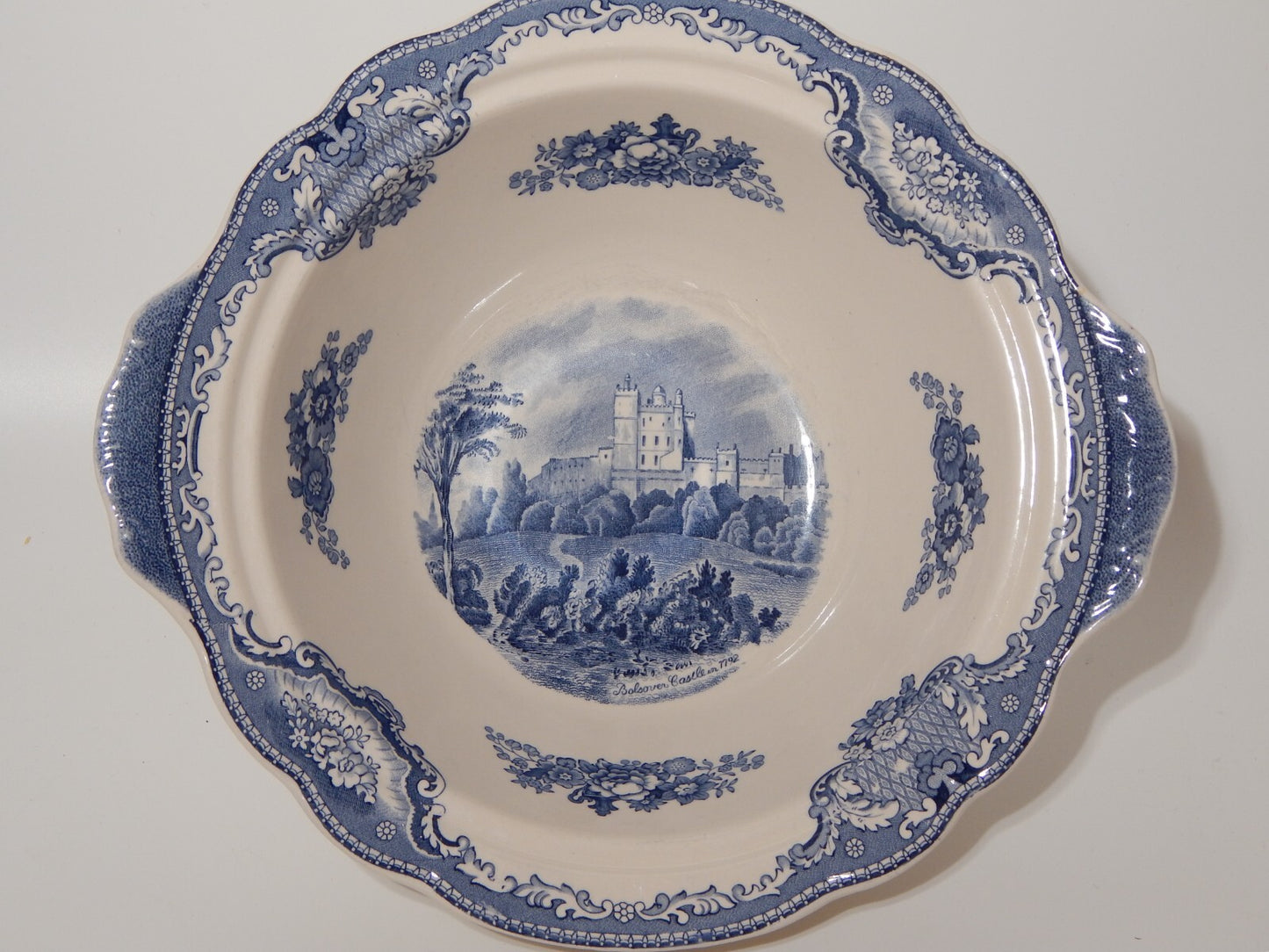 VINTAGE JOHNSON BROS OLD BRITAIN CASTLE BLU INSALATIERA FRUTTIERA PORCELLANA