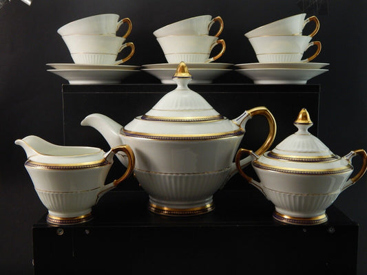 ANTICO PREZIOSO SERVIZIO TE’ IMPERO PORCELLANA SCHUMANN BAVARIA DEL 1945