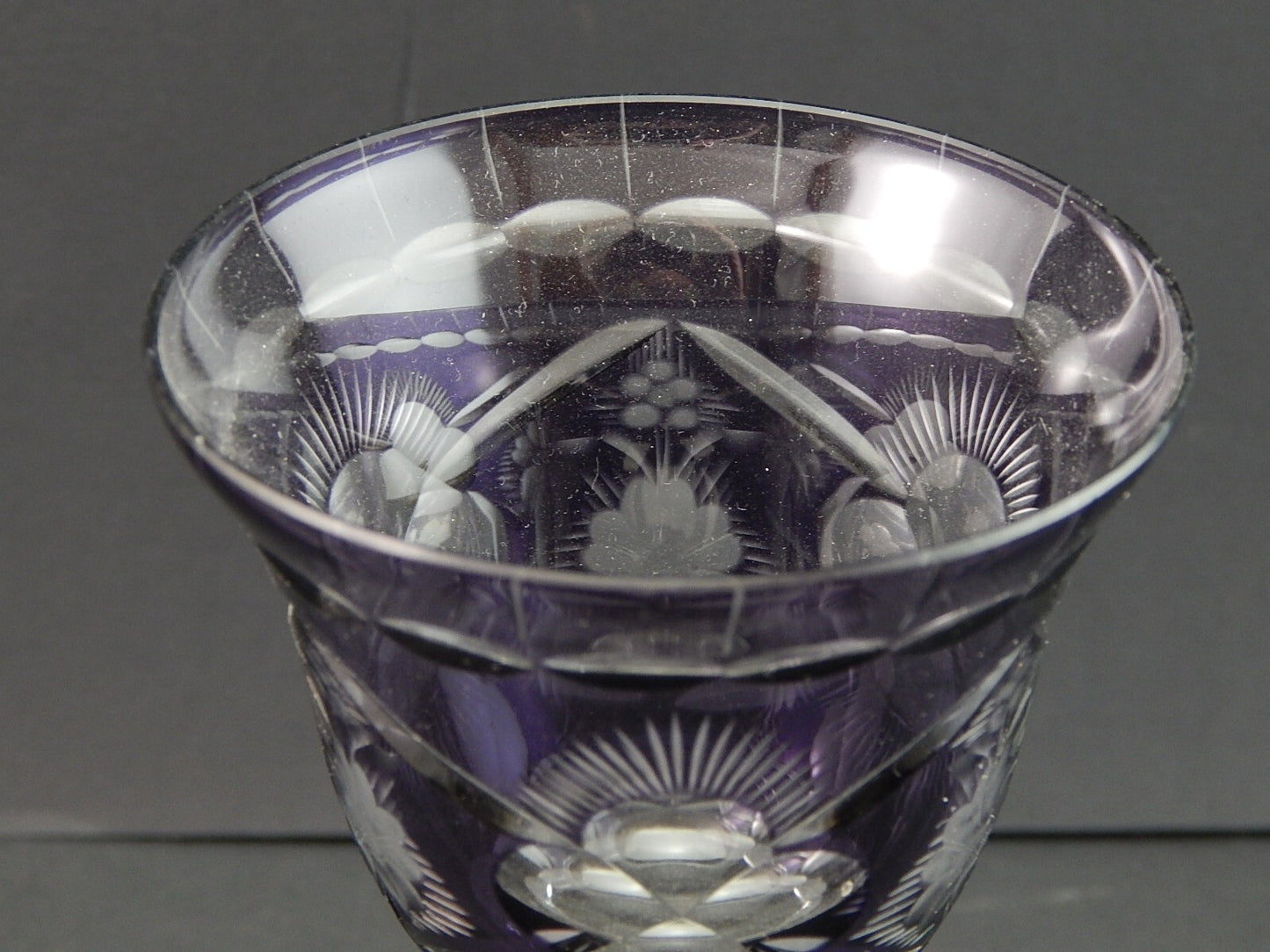 PREZIOSO VINTAGE BICCHIERE CALICE CRISTALLO BOEMIA MOLATO A1048