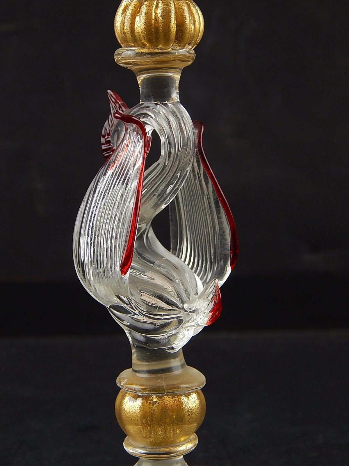 TIPETTO CALICE MURANO VETRO SOFFIATO RIGATO CIGNO FIRMATO CORTELLA & BALLARIN