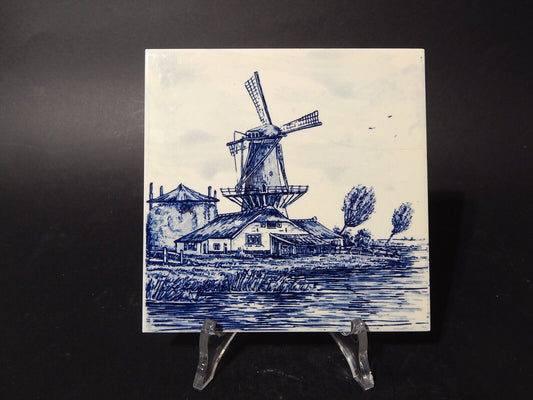VINTAGE AUTENTICA PIASTRELLA MATTONELLA PORCELLANA DELFTS BLAUW BIANCO BLU #