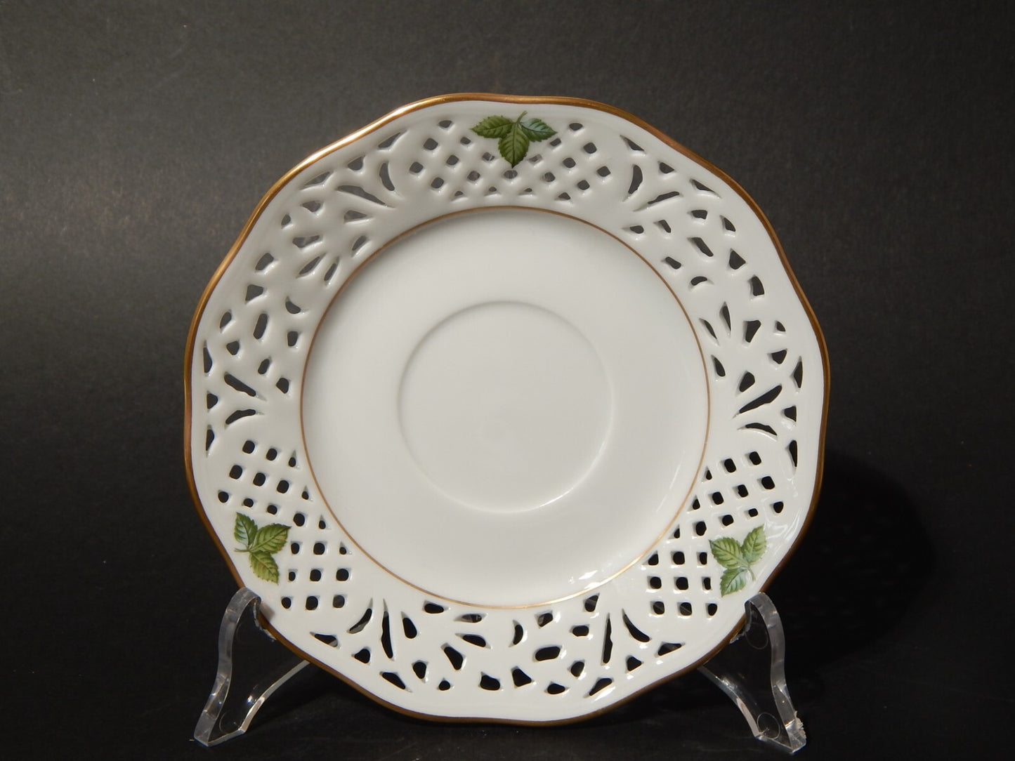 TRIO TAZZA PORCELLANA SCHUMANN BAVARIA PIERRE JOSEPH REDOUTE' ROSA BURGUNDIAN