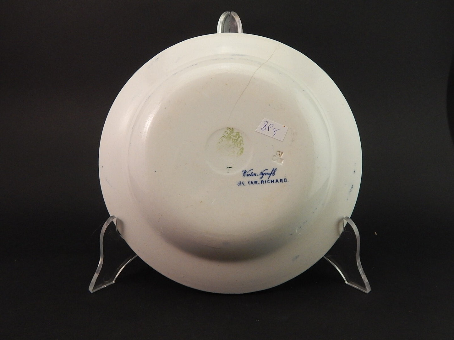 ANTICO PIATTO FONDO NINFEE BLU CERAMICA RICHARD MILANO FINE 800 WATER NYMPH A895