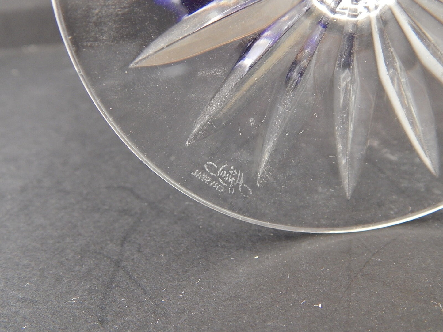 VINTAGE PREZIOSO PORTA CANDELA CRISTALLO ART DECO BOEMIA MOLATO BLU COBALTO