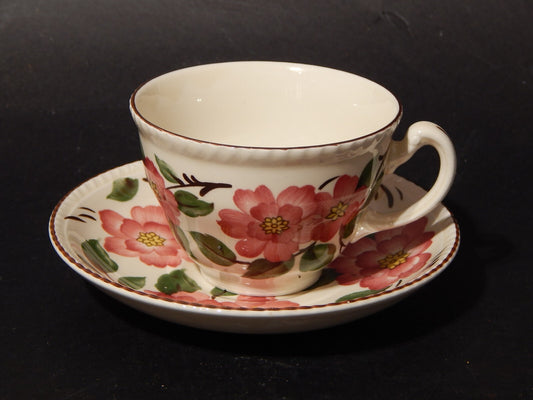 RETRO' RARA TAZZA TE' CERAMICA POTTERY WOOD&SONS DISEGNO "IRISH ROSE"