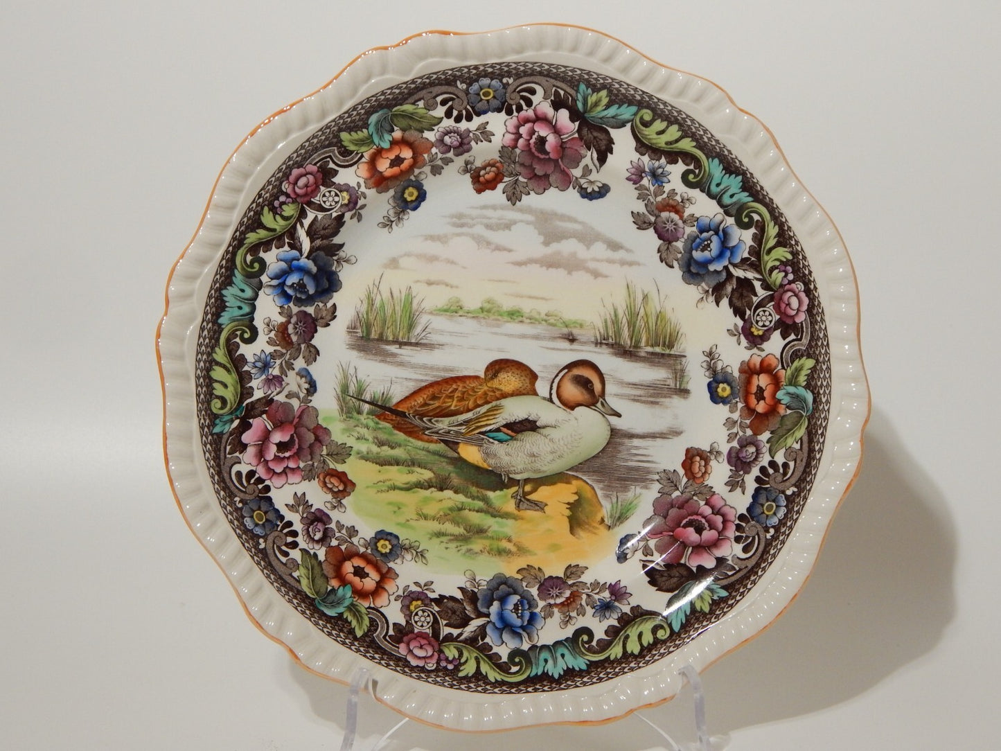 ANTICO RARO PIATTO INGLESE SEMI PORCELLANA COPELAND SPODE PINTAIL CM 26,5