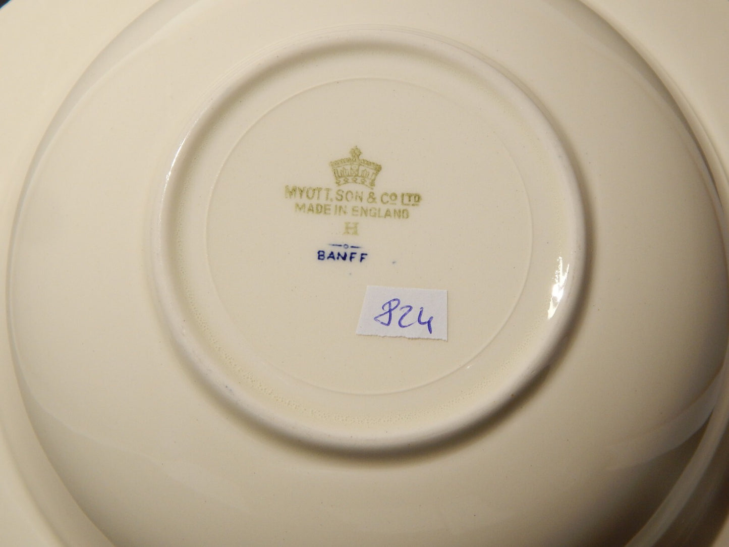 ANTICA FRUTTIERA CERAMICA MYOTT SON STAFFORDSHIRE ENGLAND BANFF BIANCO BLU