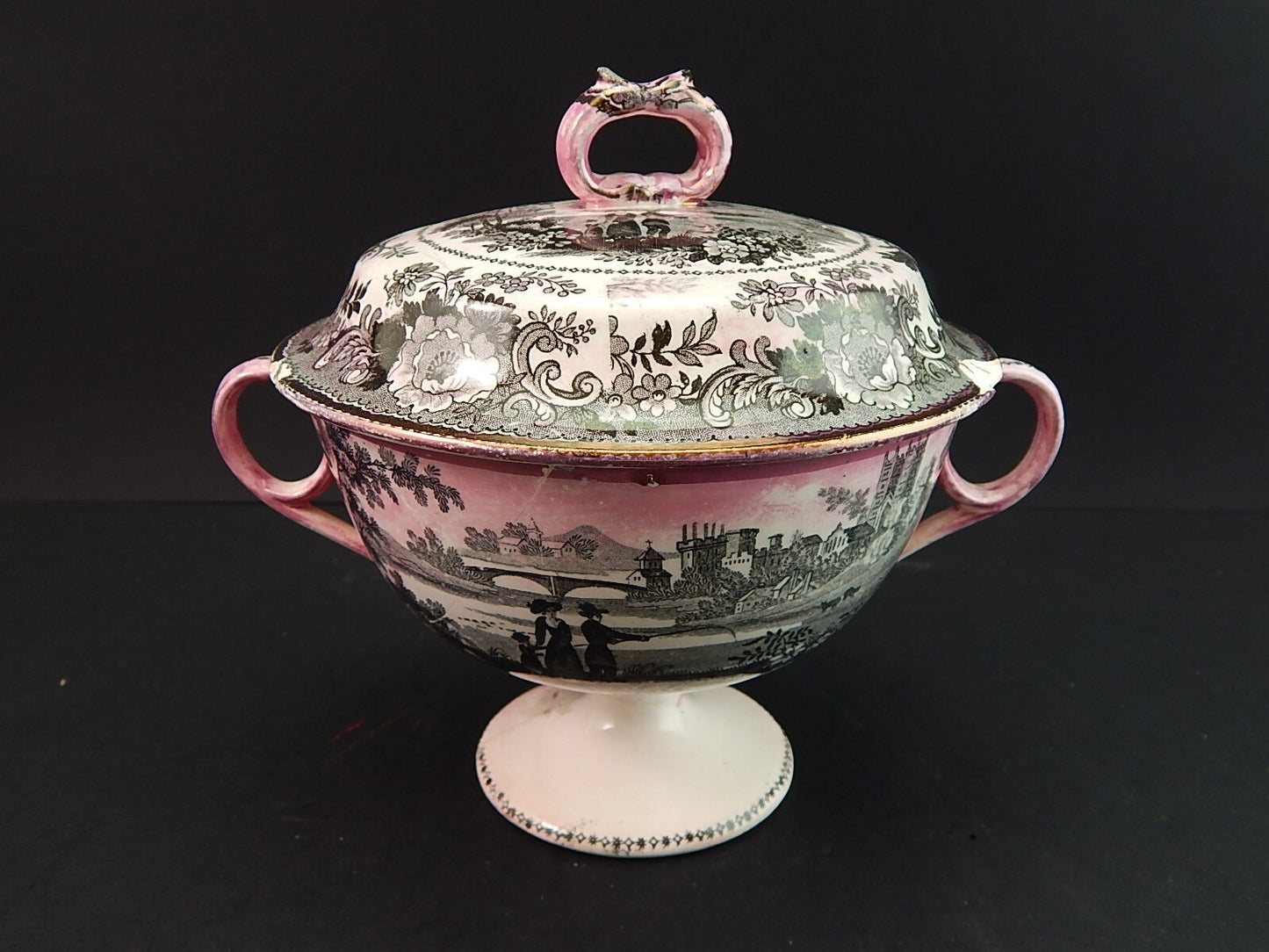 DAVENPORT 1830 DURHAM ANTICA CERAMICA ZUCCHERIERA PORTA DOLCI DANNEGGIATA
