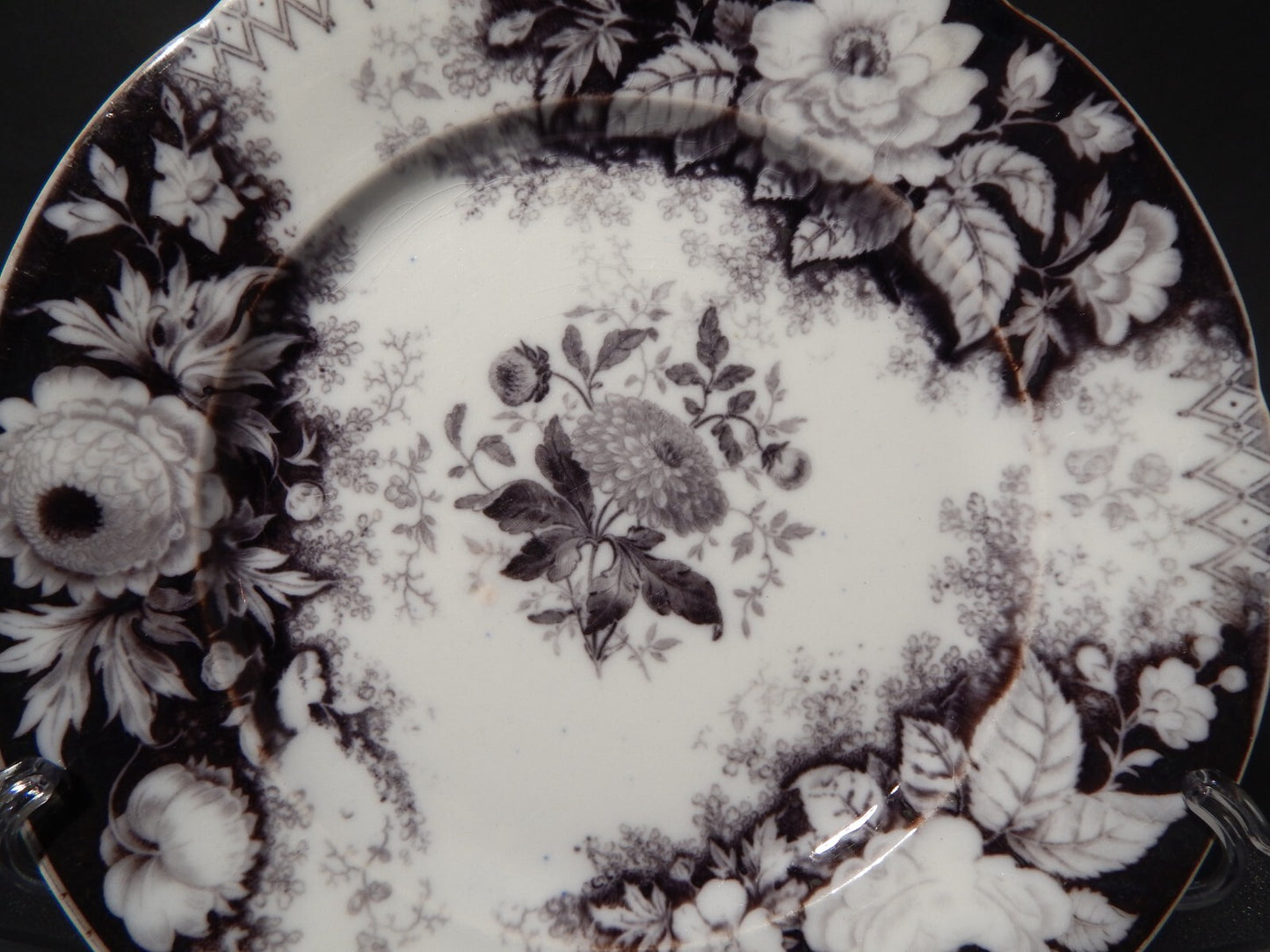 ANTICO RARO PIATTO CERAMICA DISEGNO JARDINIERE VILLEROY & BOCH FINE '800 difetto