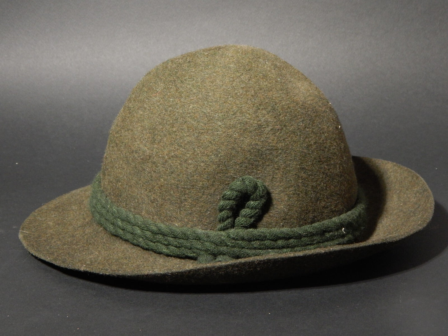 VINTAGE CAPPELLO DONNA UOMO CM 57 LANA FELTRO VERDE LODEN TIROLESE