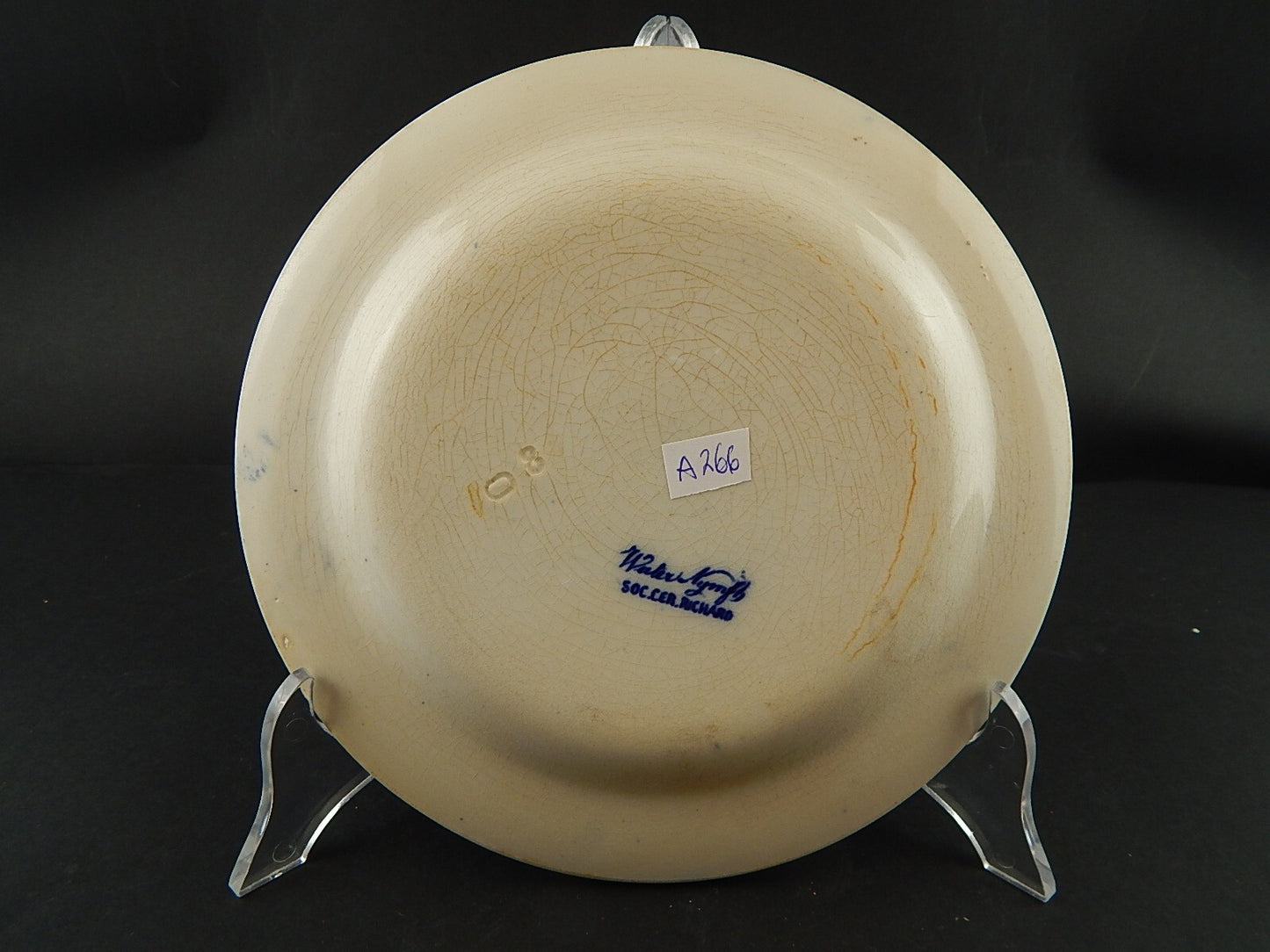 ANTICO PIATTO NINFEE CERAMICA RICHARD MILANO FINE 800 FLOW BLUE WATER NYMPH A766