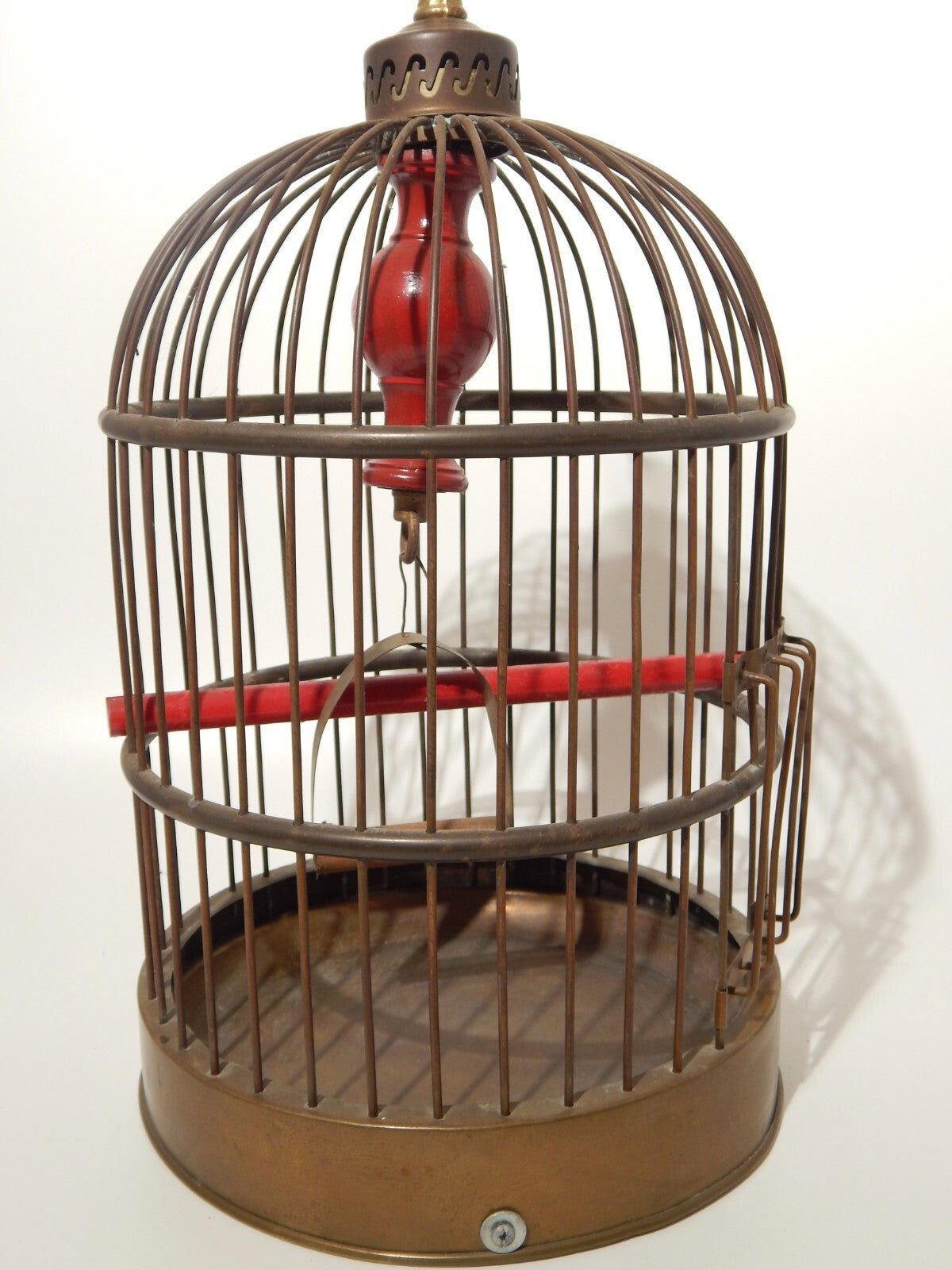 ANTICA ORIGINALE GABBIA A SOSPENSIONE IN OTTONE PER UCCELLI