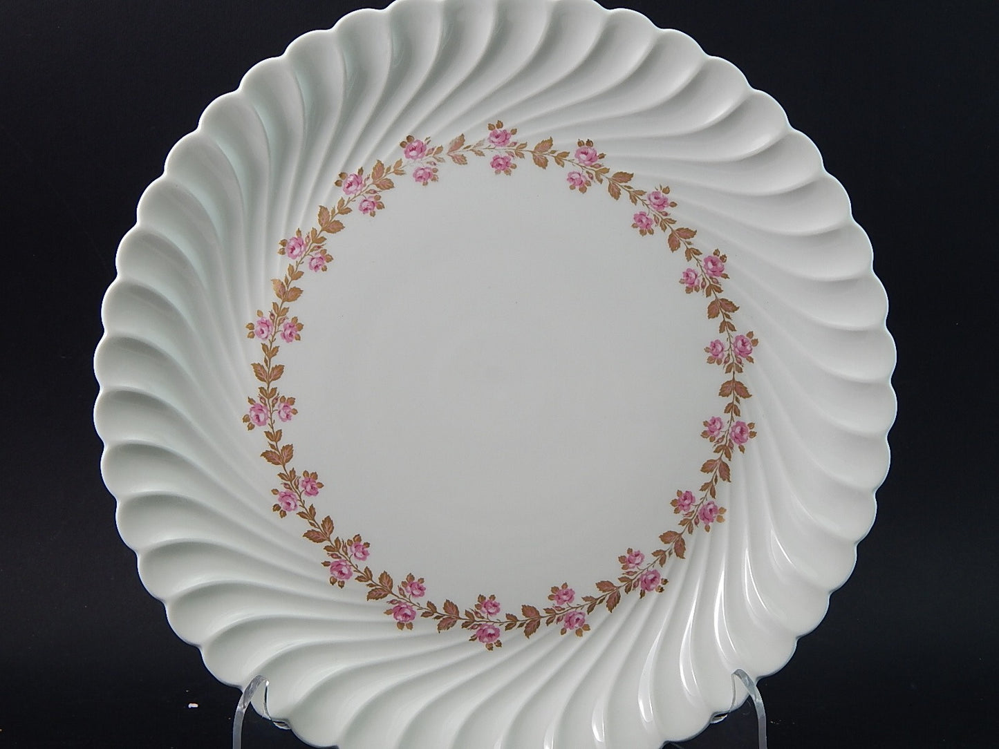 VINTAGE ELEGANTE VASSOIO ROTONDO PORCELLANA BIANCA FIORELLINI LIMOGES HAVILAND