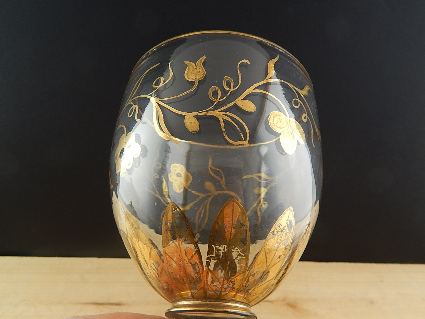 COLLEZIONE GRANDE CALICE COPPA VASO VETRO SOFFIATO MURANO INCLUSIONE FOGLIA ORO