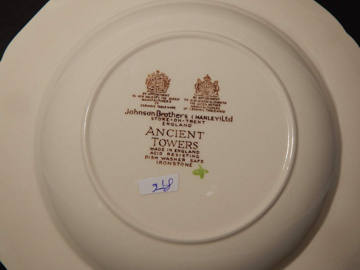 VINTAGE SEMI PORCELLANA JOHNSON BROS ANCIENT TOWERS PIATTO FONDO