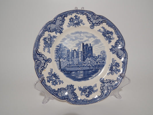 VINTAGE JOHNSON BROS OLD BRITAIN CASTLE BLU PIATTO PIANO PORCELLANA DIFETTO 1920