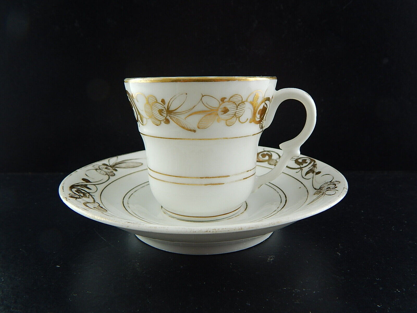 ANTICA PREZIOSA RARA TAZZA IMPERO PORCELLANA BIANCA ORO PARIGI INIZIO 1800 #9