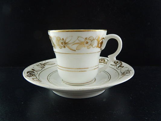 ANTICA PREZIOSA RARA TAZZA IMPERO PORCELLANA BIANCA ORO PARIGI INIZIO 1800 #9