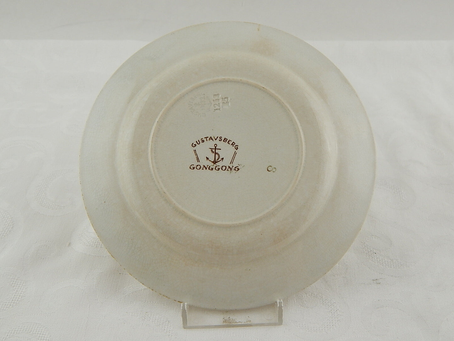 ANTICO PIATTO PORCELLANA CERAMICA META' 1800 GUSTAVSBERG DECORO GONG GONG