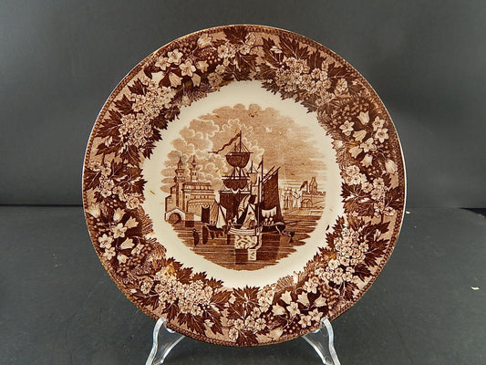 ANTICO PIATTO SEMI PORCELLANA RICHARD MILANO DECORO FERRARA META' 800 #A33