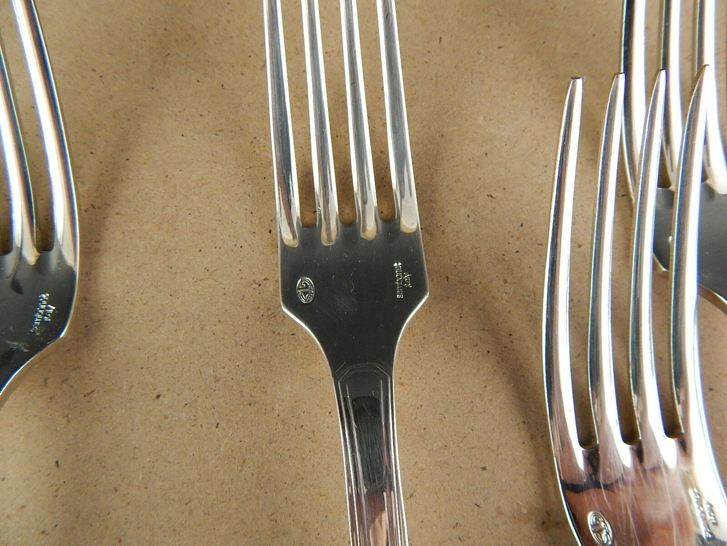 VINTAGE ARGENTERIA SAMBONET G S SET 6 FORCHETTE ARGENTATE MODELLO DECO'