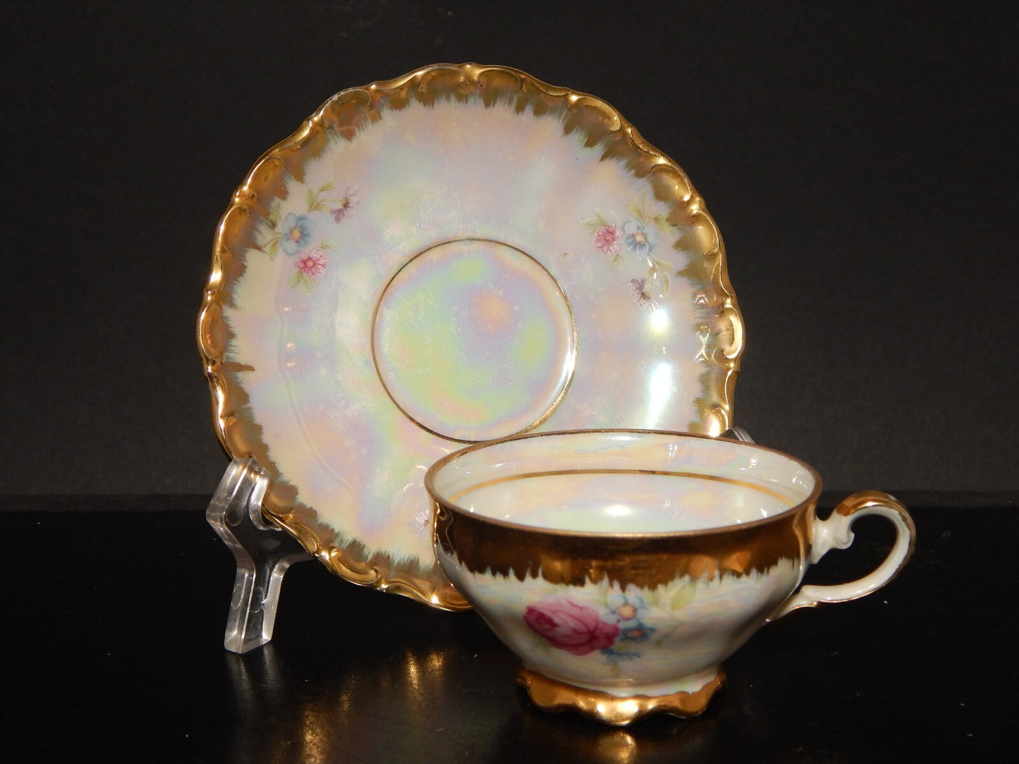 ANTICA TAZZINA CAFFE' PORCELLANA DECORO LUSTRO BAVARIA SELTMANN THERESIA DIFETTO