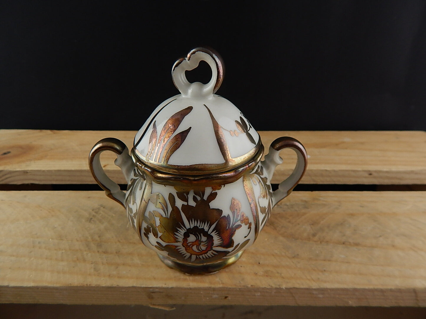 ANTICA ZUCCHERIERA POTICHE PORCELLANA BAVARIA ART NOUVEAU DIPINTA ARGENTO 925