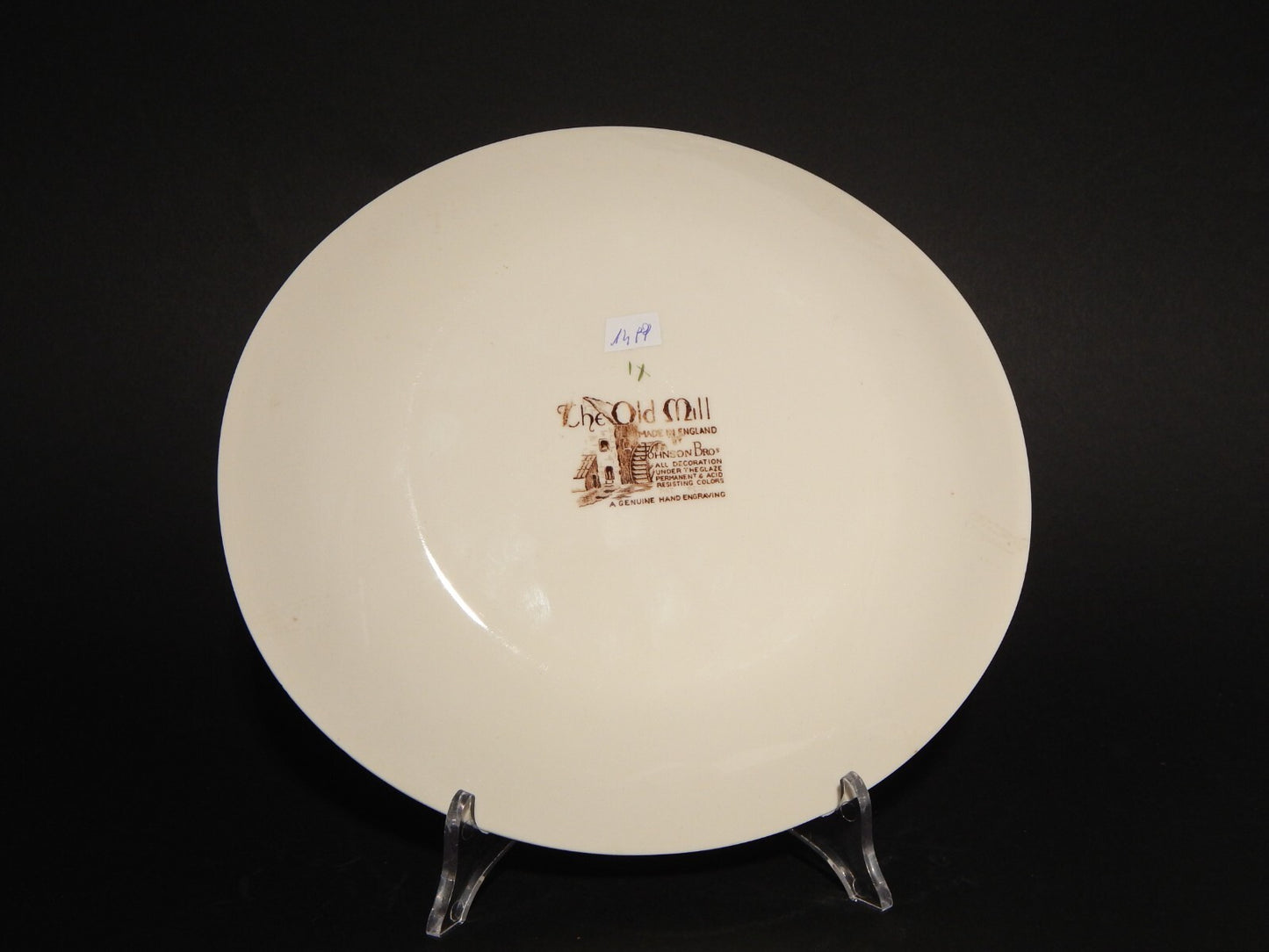 VINTAGE SET DESSERT 7 PIATTI PORCELLANA JOHNSON BROS THE OLD MILL INCISIONE MANO