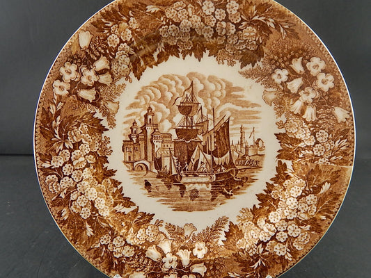 ANTICO PIATTO SEMI PORCELLANA RICHARD MILANO DECORO FERRARA META' 800 #A30