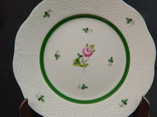 PIATTO DESSERT ROSA DI VIENNA PORCELLANA HEREND HUNGARY DIPINTO A MANO CM 20,5