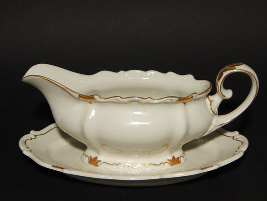 VINTAGE PREZIOSA ROCAILLE VEB REICHENBACH SALSIERA PORCELLANA BIANCO ORO