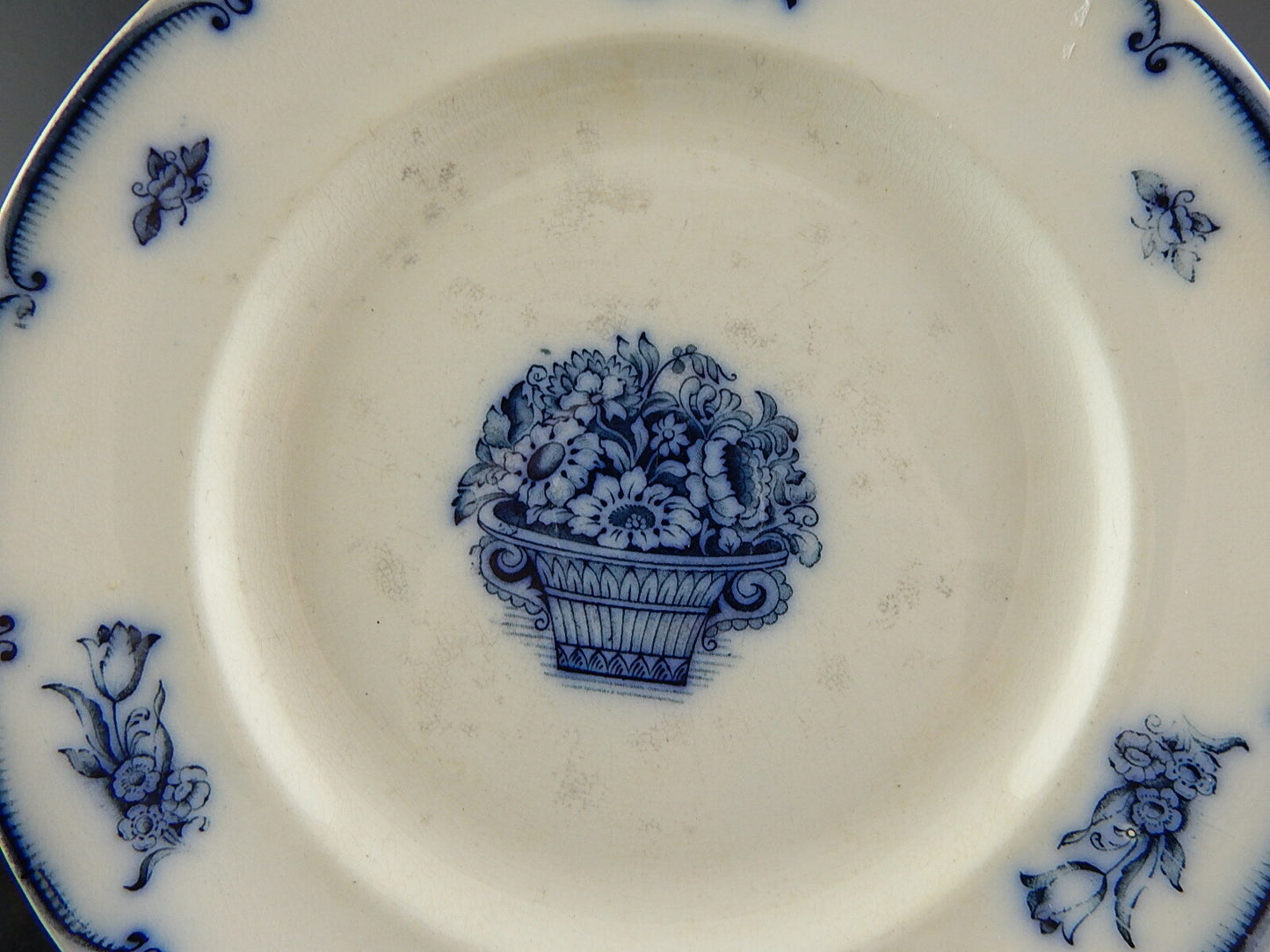 ANTICO AUTENTICO PIATTO PIANO PORCELLANA SECONDA META' 1800 GUSTAVSBERG #6337