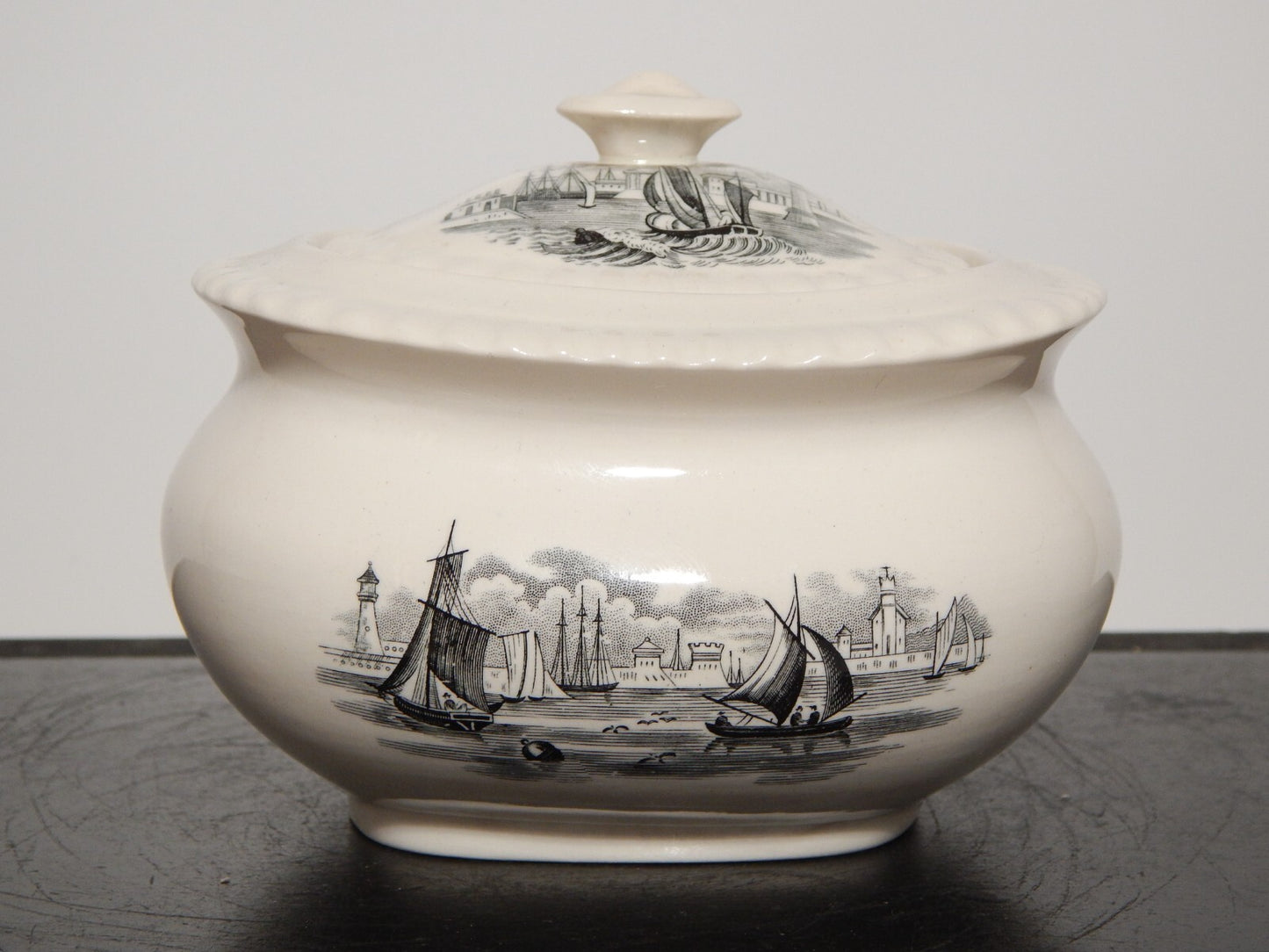 ANTICO RARO SERVIZIO TE' INGLESE SEMI PORCELLANA COPELAND SPODE PAESAGGIO MARINO