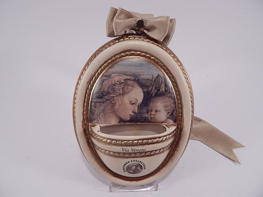 VINTAGE ARTE SACRA ACQUASANTIERA BENITIER CERAMICA VIA VENETO MADONNA COLLECTION