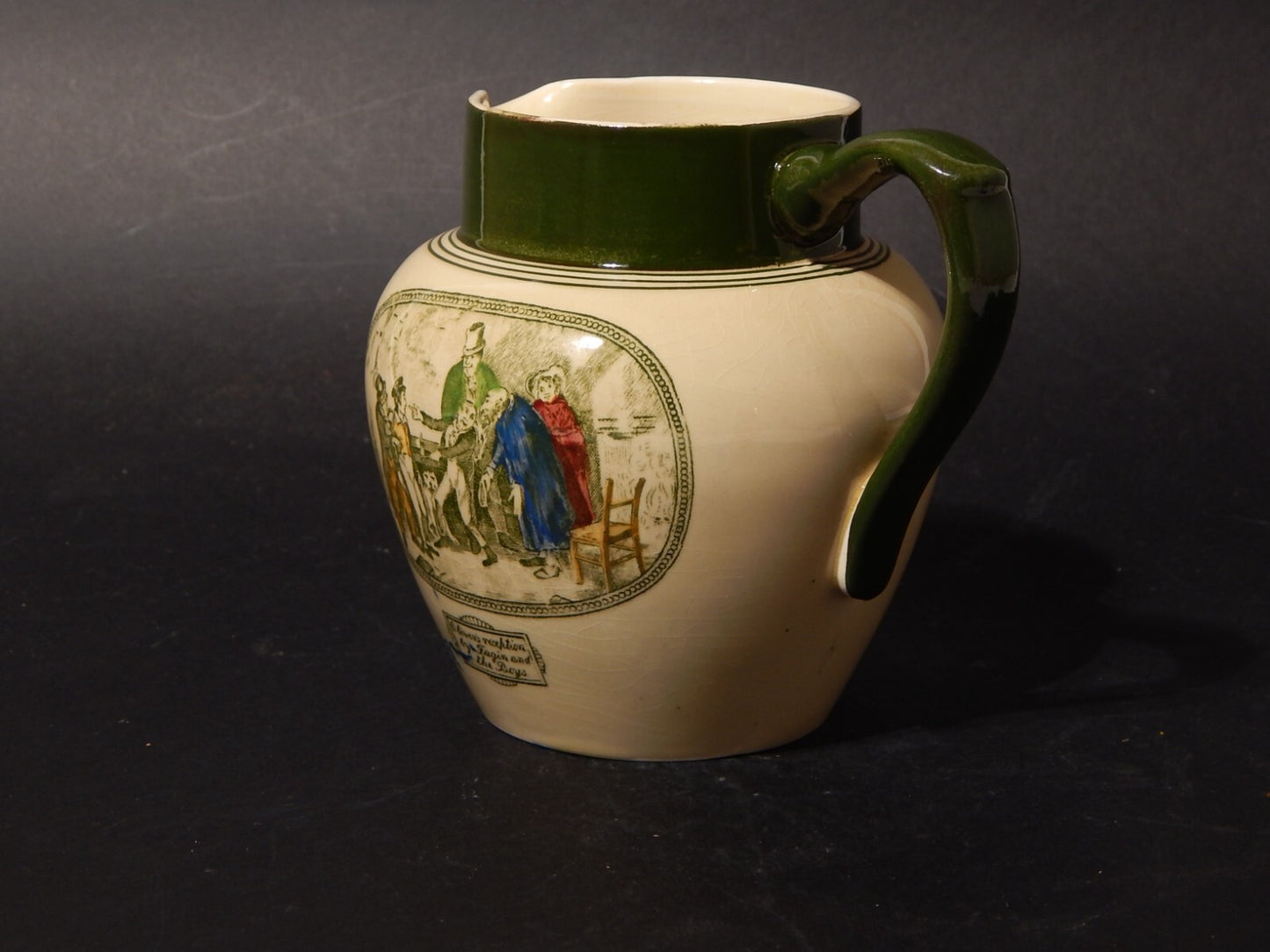 ANTICA BROCCA CARAFFA CERAMICA INGLESE ADAMS TUNSTALL ILLUSTRAZIONI DA DICKENS