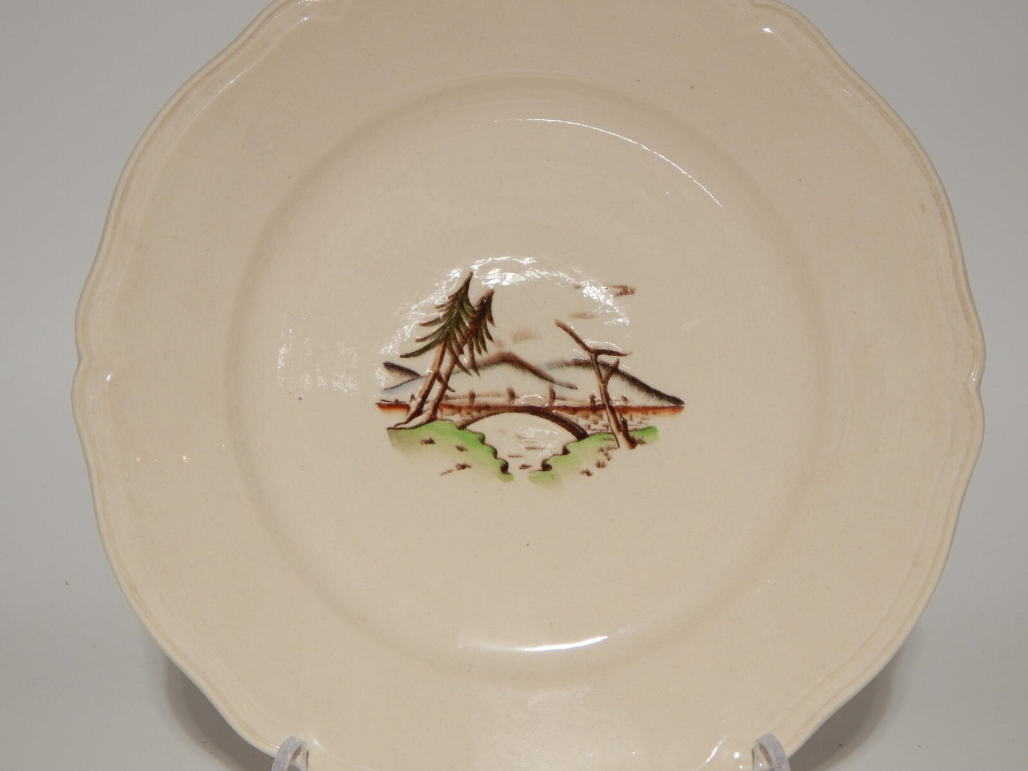 ANTICO PIATTO PI ANO CERAMICA S.C.I. LAVENO PERIODO ANDLOVIZ PAESAGGIO DIPINTO #