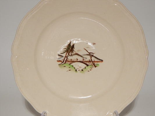 ANTICO PIATTO PI ANO CERAMICA S.C.I. LAVENO PERIODO ANDLOVIZ PAESAGGIO DIPINTO #