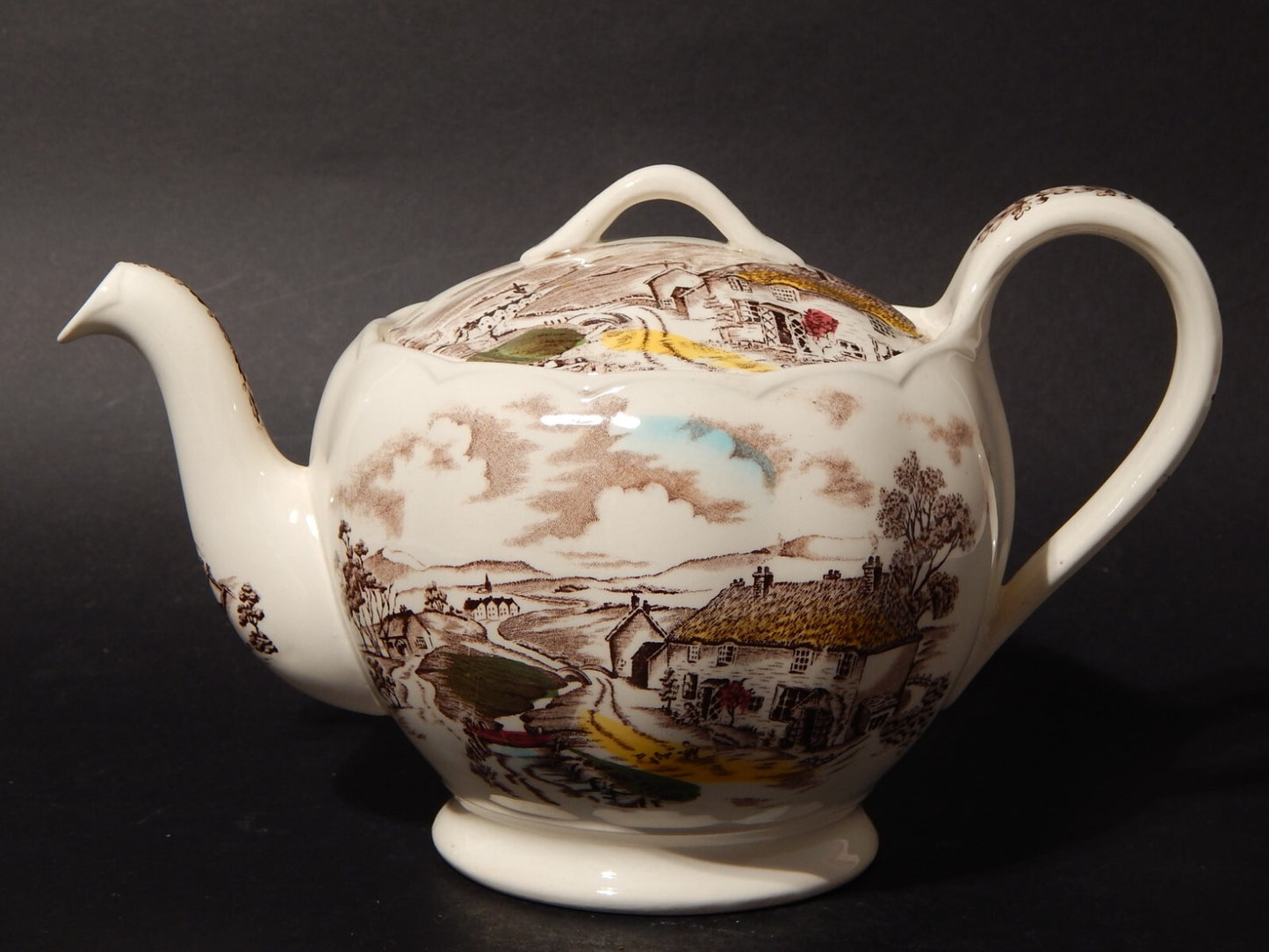 VINTAGE RARA TEIERA CERAMICA W. H. GRINDLEY STAMPA A MANO QUIET DAY