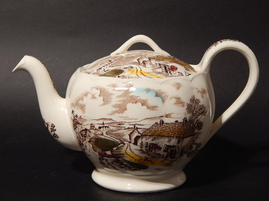 VINTAGE RARA TEIERA CERAMICA W. H. GRINDLEY STAMPA A MANO QUIET DAY